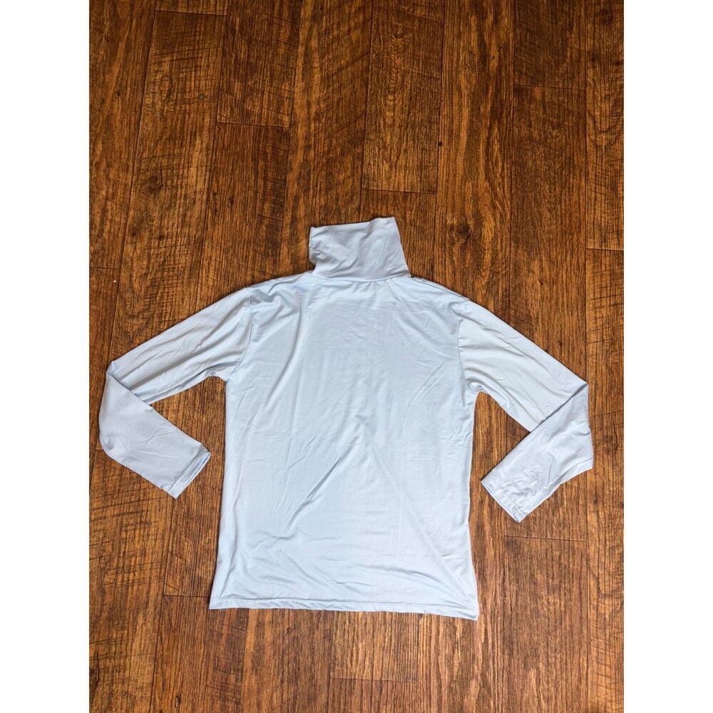 Men's Light Blue Turtleneck Long Sleeve Top Polyester Blend Medium